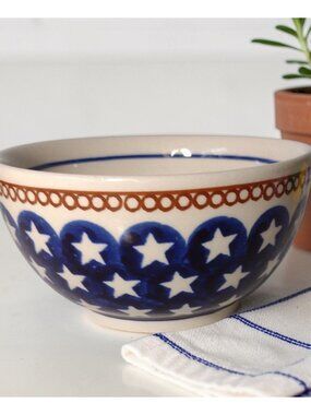 Boleslawiec Polish Pottery Americana Stars Cereal Soup Bowl Vintage 5.5"